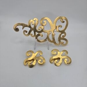 Ugo Correani Italy For Versace Demi Parure Set Brooch Earrings Haute Couture
